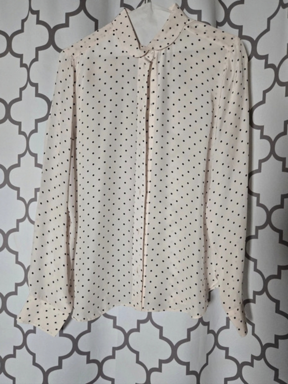 J.Crew Jules Club-Collar Shirt in Dot Print Very Light Blush Size 6